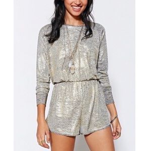 UO - Pins and Needles Metallic Long Sleeve Romper